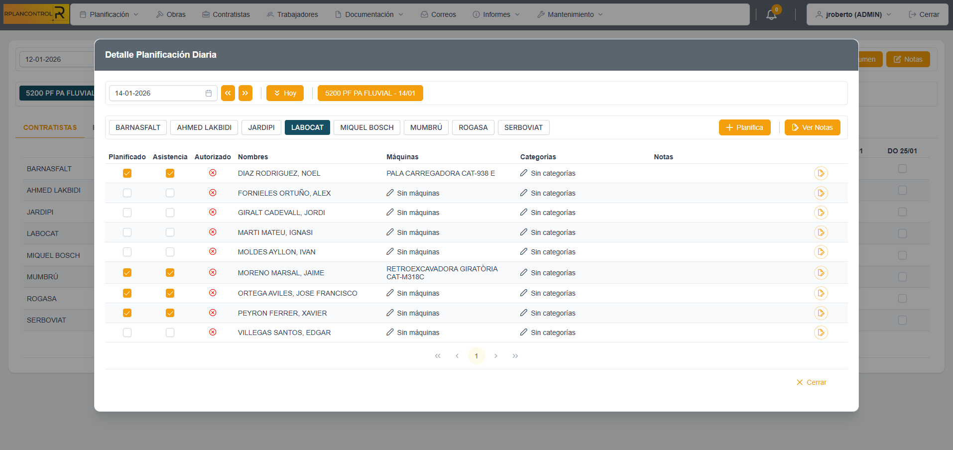 Control de asistencia de trabajadores