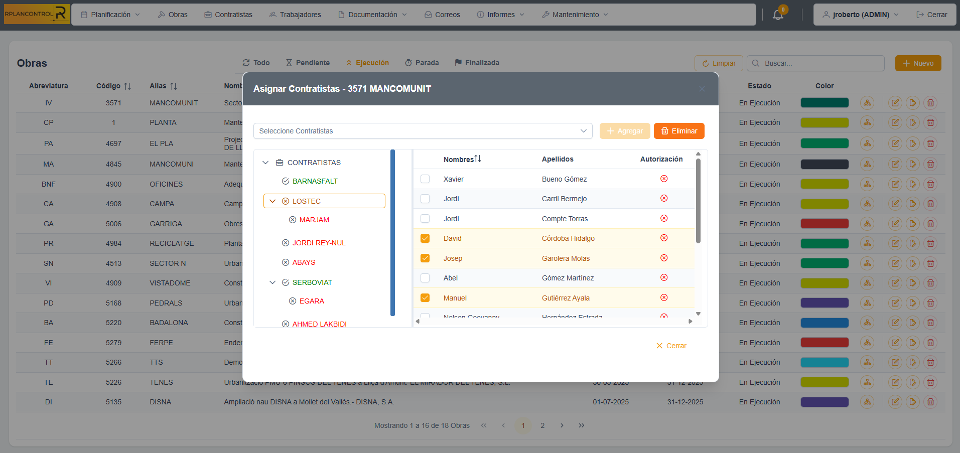 Uso desde obra (móvil)